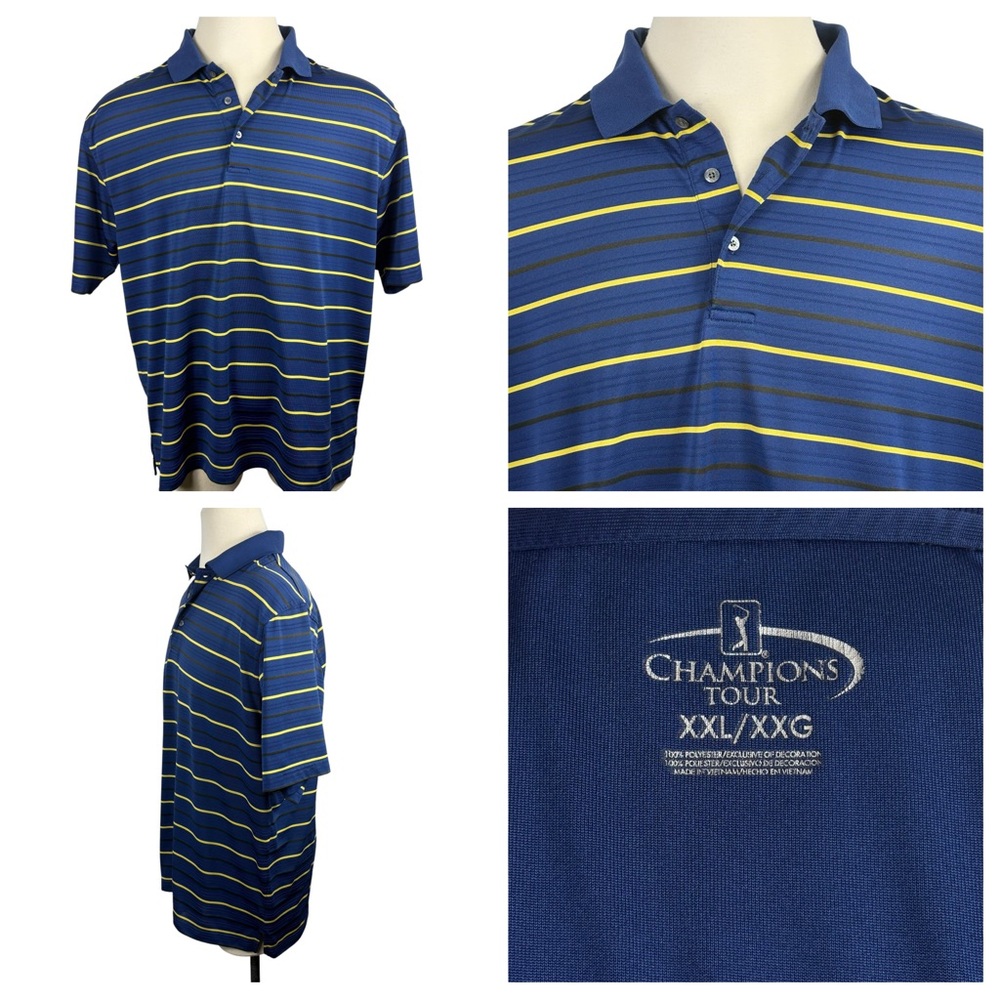 Men's PGA Champions Tour‎ Air Flow DryTech Striped Polo XXL